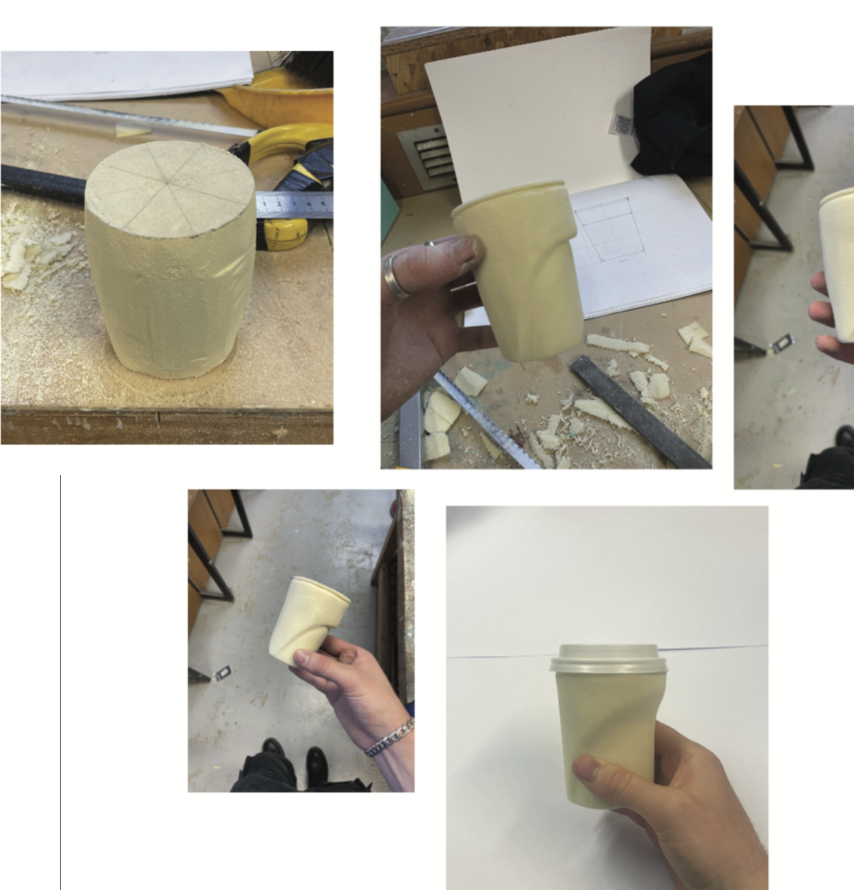 Foam model prototyping of the cup form