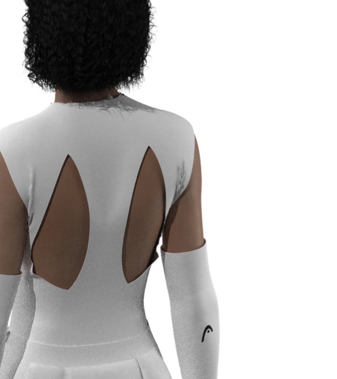 White base layer with pointed back cut-outs and HEAD logo