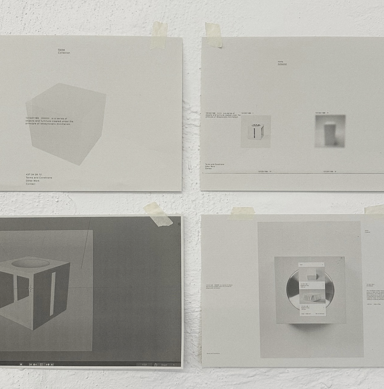 Oil Diffuser — layout prints pinned to a wall