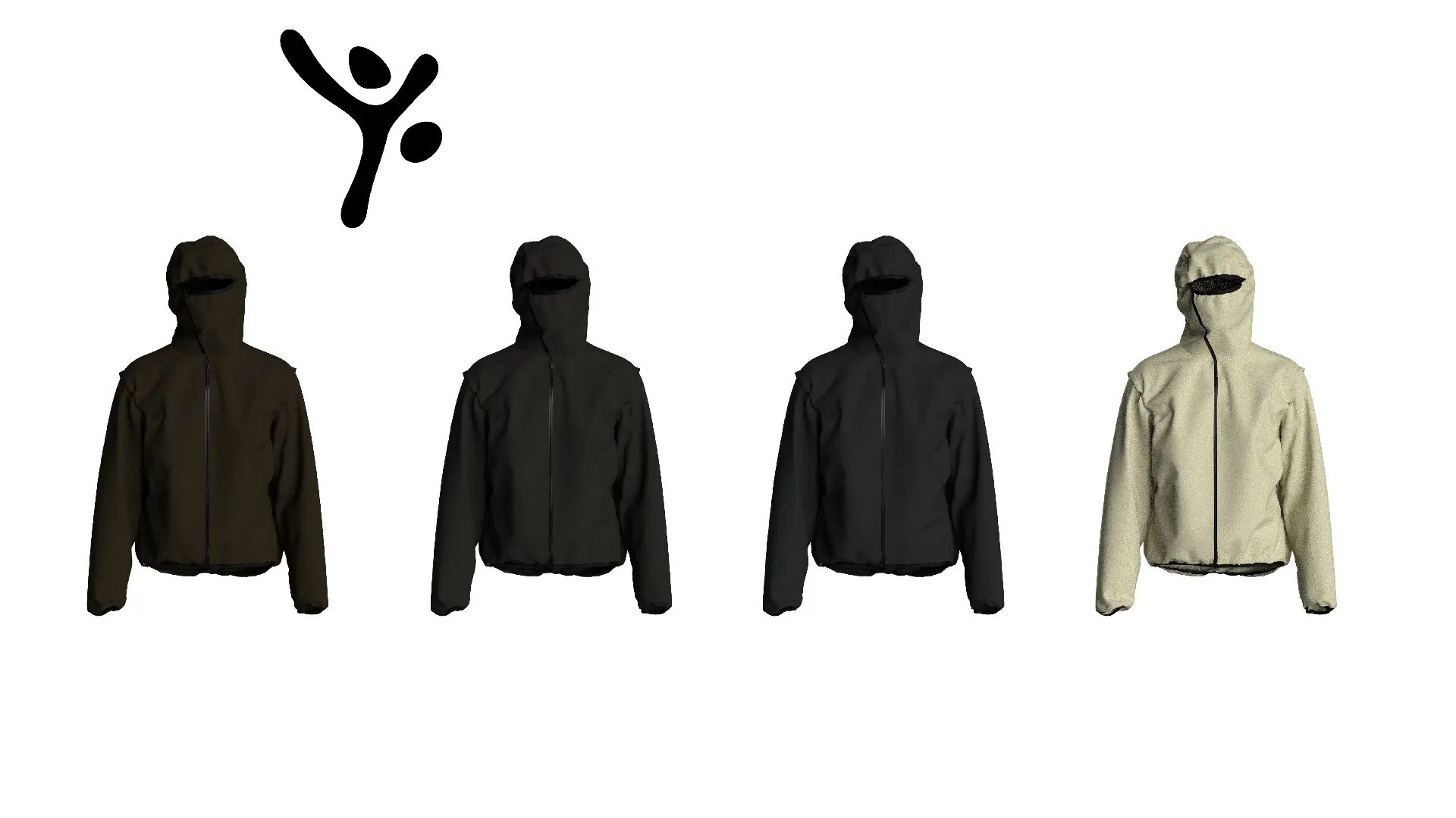 Asymmetrical jacket colourway range with AnyPCT logo