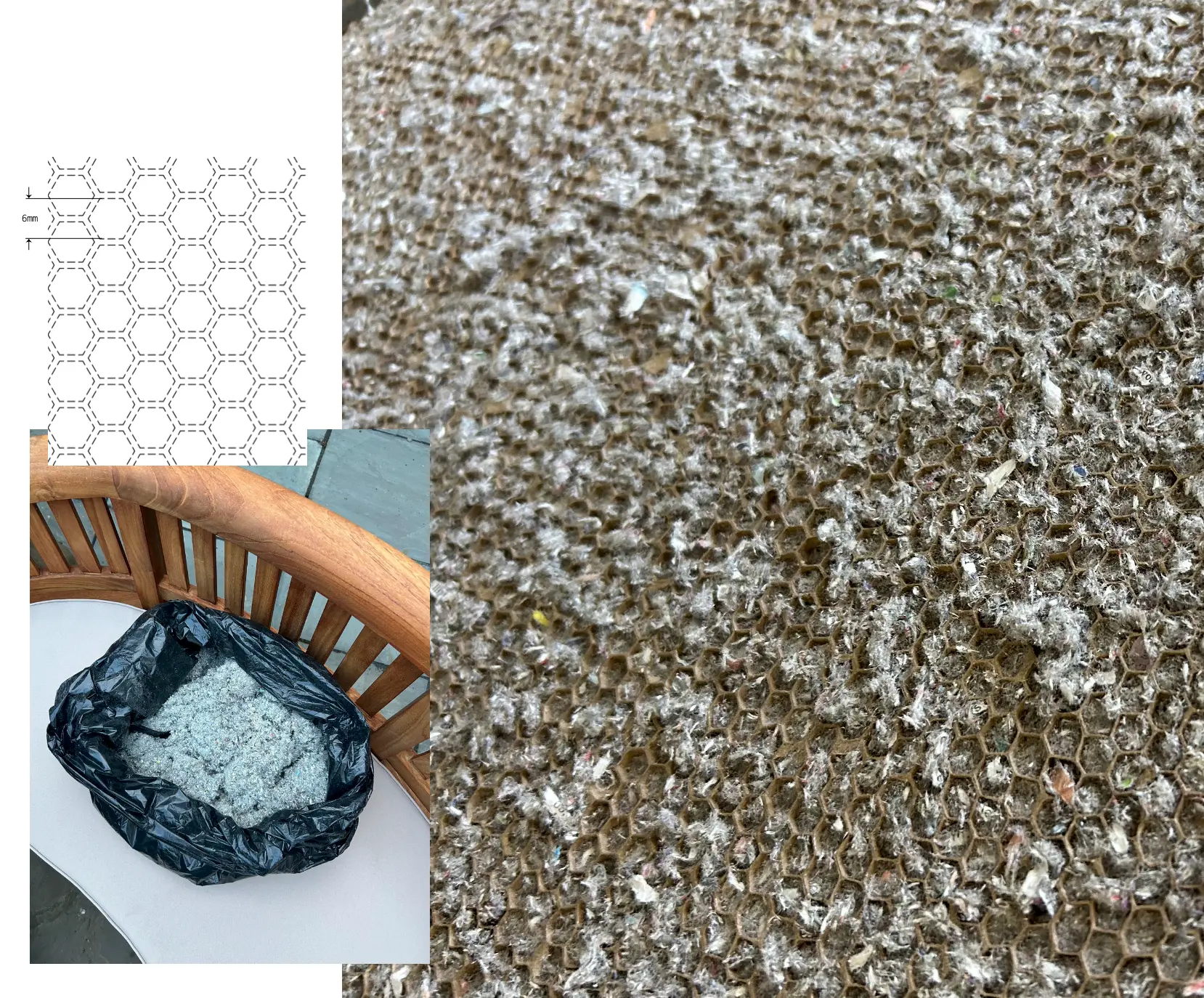 DEP-CELL — honeycomb geometry and cellulose fill