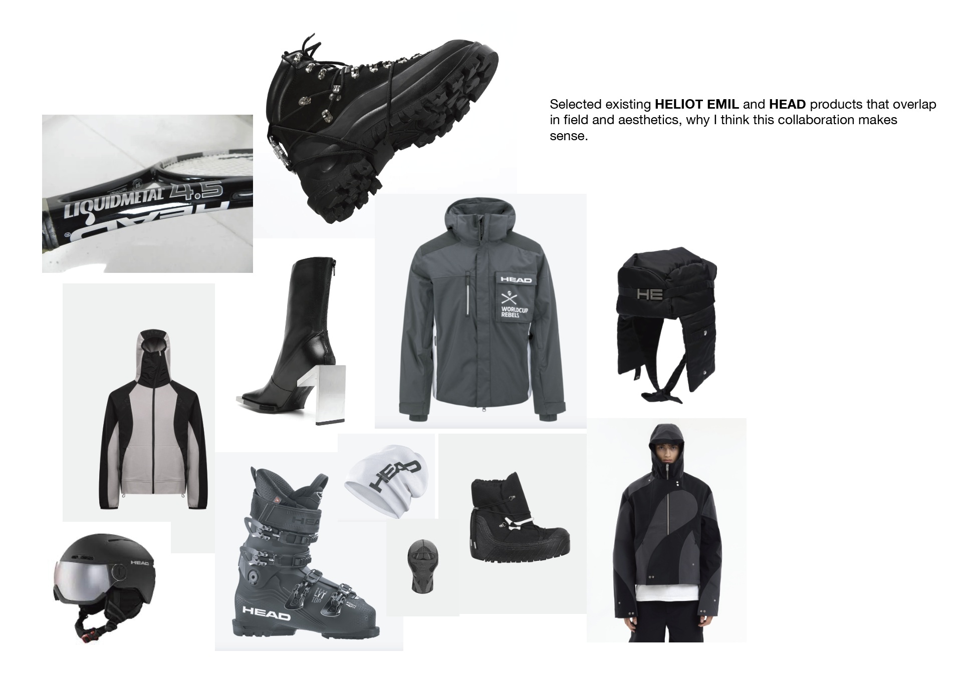 Moodboard of existing HEAD and Heliot Emil products