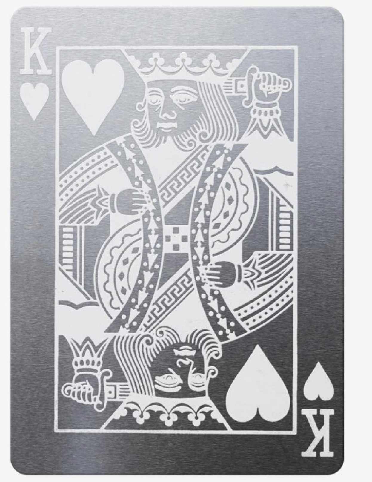 Steel Deck — etched King of Hearts steel card