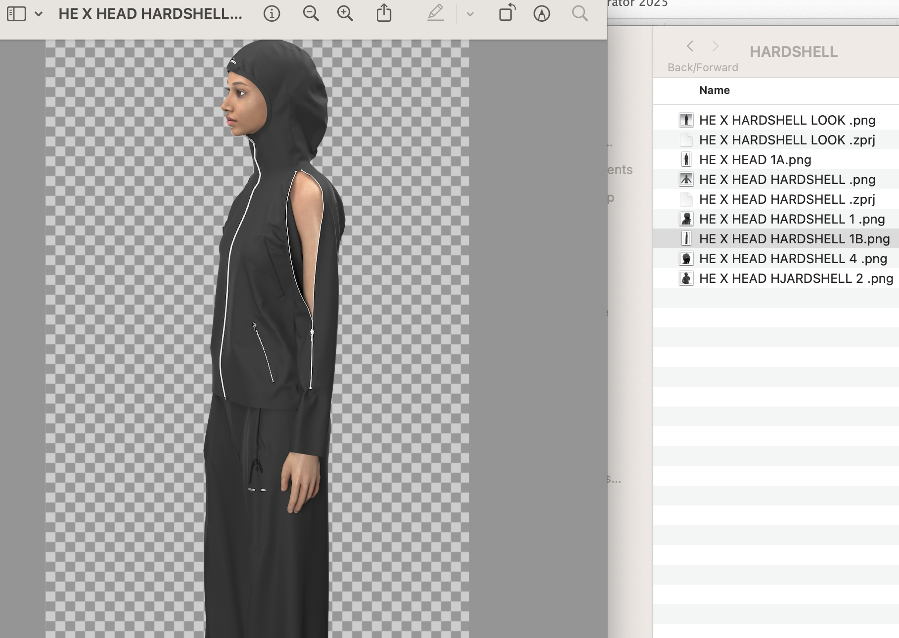 Black hardshell look, side profile